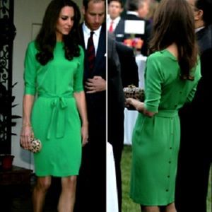 *RARE* DIANE VON FURSTENBERG LAWN GREEN MAJA KATE PRINCESS SILK WRAPTIE DRESS